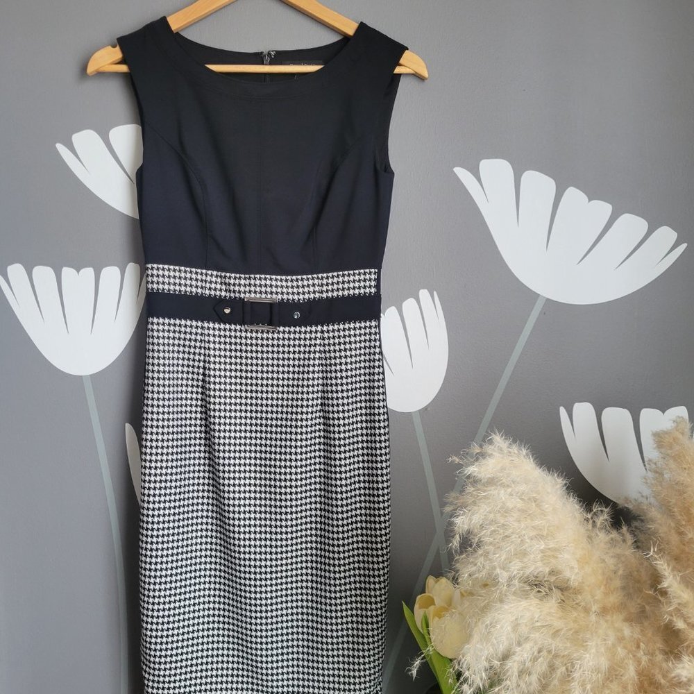 Whbm Color Block Houndstooth Sheath Dress - image 6